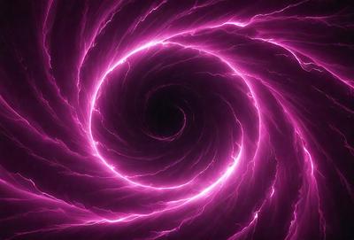 The primary subject of the image is a large, pink, spiral-shaped object, which appears to be a digital art or illustration. The setting is a dark background, which contrasts with the bright pink color of the spiral. The visual style suggests that the image is a creative and artistic representation of a spiral, possibly inspired by the concept of a galaxy or a swirling vortex. The colors and mood of the image are predominantly pink, creating a sense of warmth and energy.