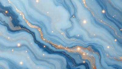 The primary subject of the image is a blue and gold swirling pattern, which appears to be a piece of art or a decorative surface. The setting is a dark background, which contrasts with the bright colors of the swirling pattern. The visual style is a combination of digital art and illustration, creating a unique and eye-catching design. The dominant colors are blue and gold, with the gold hues adding a warm and inviting atmosphere to the overall mood of the image.