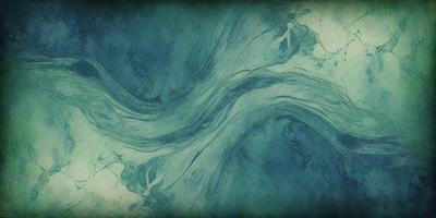 The primary subject of the image is a blue and white ocean scene. The setting is a vast body of water with a blue background. The visual style is a combination of a photo and digital art, creating a unique and artistic representation of the ocean. The colors and mood of the image are predominantly blue and white, giving it a serene and calming atmosphere.