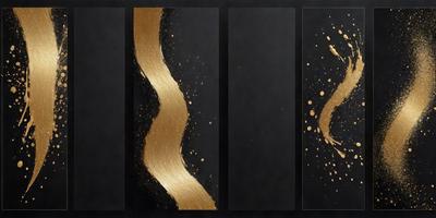 The primary subject of the image is a gold-colored, abstract art piece. The setting is a black background, which contrasts with the gold artwork. The visual style appears to be a combination of digital art and illustration, creating a unique and eye-catching design. The dominant colors are gold and black, giving the artwork a luxurious and sophisticated appearance.