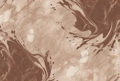 The primary subject of the image is a brown marble-like surface with a pattern of swirls and drips. The setting is a room with a brown and white color scheme. The visual style is a combination of a photo and a drawing, creating a unique and artistic appearance. The colors and mood of the image are warm and inviting, with the brown and white tones evoking a sense of elegance and sophistication.