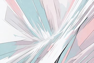 The primary subject of the image is a white, pink, and blue abstract art piece. The setting is a white background, which provides a clean and minimalist appearance. The visual style is a combination of digital art and illustration, creating a unique and eye-catching design. The dominant colors in the artwork are white, pink, and blue, which evoke a sense of calmness and tranquility.