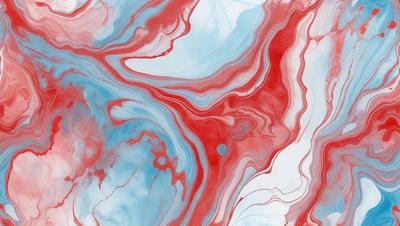 The primary subject of the image is a painting featuring a red and blue color scheme. The painting is displayed on a white surface, which serves as the background. The visual style of the painting appears to be a mix of digital art and illustration, creating a unique and eye-catching design. The dominant colors in the painting are red and blue, which evoke a sense of energy and vibrancy.