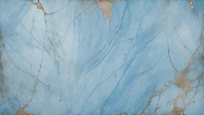 The primary subject of the image is a blue marble wall with a pattern of white streaks. The setting is a room with a blue marble floor. The visual style is a close-up of the marble wall, showcasing its unique texture and design. The colors and mood of the image are predominantly blue, creating a calm and serene atmosphere.