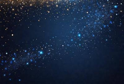 The primary subject of the image is a blue background with a pattern of stars. The setting is a dark, starry night, and the visual style is a combination of a photo and digital art. The colors are predominantly blue, and the overall atmosphere is serene and peaceful.