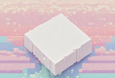 The primary subject of the image is a square white block. The setting is a colorful background, which adds a vibrant and lively atmosphere to the scene. The visual style is a combination of digital art and illustration, creating a unique and eye-catching design. The colors and mood of the image are predominantly bright and cheerful, with the white block contrasting against the colorful background.