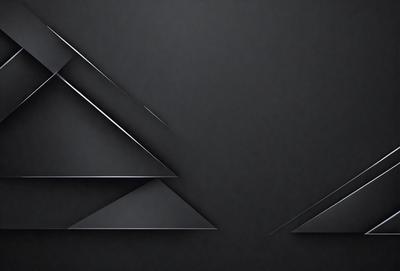 The primary subject of the image is a black triangle. The setting is a black background, and the visual style appears to be a digital art or illustration. The dominant colors are black and white, creating a bold and striking appearance. The overall atmosphere of the image is modern and minimalistic.
