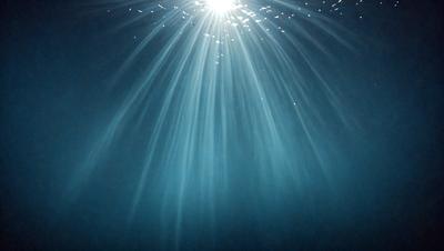 The primary subject of the image is a bright sunlight shining through the water, creating a beautiful and serene atmosphere. The setting is underwater, with the sunlight illuminating the water and creating a stunning visual effect. The visual style of the image is a combination of natural elements and artistic expression, creating a unique and captivating scene. The colors and mood of the image are predominantly blue, with the sunlight adding a touch of warmth and vibrancy to the underwater environment.