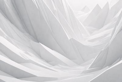 The primary subject of the image is a mountainous landscape, featuring a series of white, jagged peaks. The setting is a snowy mountain range, with the background showcasing the vastness of the landscape. The visual style is a combination of digital art and illustration, creating a striking and detailed representation of the mountain range. The colors and mood of the image are predominantly white, giving it a clean and serene atmosphere.