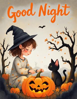 Primary subject: A young girl sitting on the ground next to a cat.

Setting/background: The girl and the cat are sitting in front of a pumpkin patch.

Visual style: The image is a digital art illustration.

Colors and mood: The image is colorful and has a warm, cozy atmosphere.