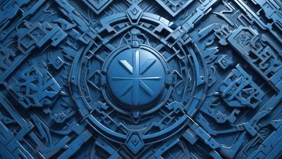 The primary subject of the image is a blue and white geometric design, which appears to be a decorative piece or a part of a larger structure. The setting is a blue and black background, which complements the design. The visual style is a combination of digital art and illustration, creating a unique and intricate pattern. The colors and mood of the image are predominantly blue and black, giving it a modern and sophisticated appearance.
