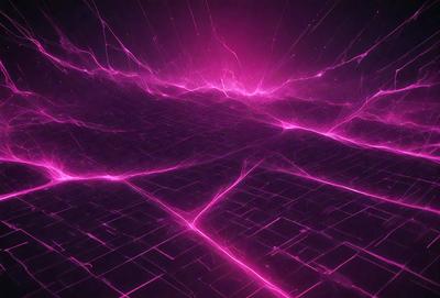 The primary subject of the image is a pink, purple, and black digital artwork. The setting is a dark, pink-lit environment, with a purple and black background. The visual style is digital art, and the dominant colors are pink, purple, and black. The overall atmosphere is surreal and artistic.