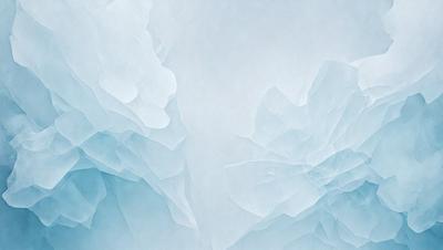 The primary subject of the image is a large, white, flowery iceberg. The setting is a white background, which creates a striking contrast with the iceberg. The visual style is a combination of digital art and illustration, giving the image a unique and artistic appearance. The dominant colors are white and blue, creating a serene and icy atmosphere.