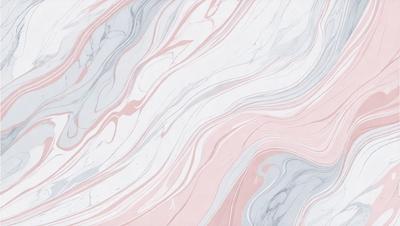 The primary subject of the image is a marbled surface, which appears to be a combination of pink and white colors. The setting is a white wall, and the visual style is a close-up of the marbled surface. The colors and mood of the image are predominantly pink and white, creating a soft and elegant atmosphere.