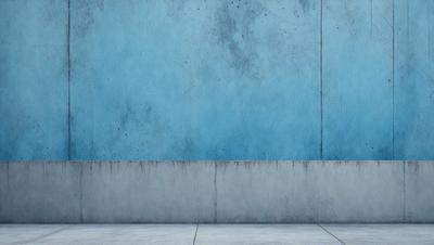 The primary subject of the image is a blue wall with a concrete texture. The setting is a concrete wall, and the visual style is a photo. The dominant colors are blue and grey, creating a calm and serene atmosphere.