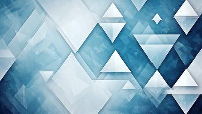 The primary subject of the image is a blue and white geometric pattern. The setting is a blue background, and the visual style is a digital art or illustration. The dominant colors are blue and white, creating a calm and soothing atmosphere.