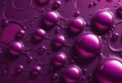The primary subject of the image is a close-up of a purple liquid, which appears to be a viscous substance. The setting is a purple background, which complements the color of the liquid. The visual style is a close-up, which emphasizes the details of the purple liquid. The colors and mood of the image are predominantly purple, creating a calm and soothing atmosphere.