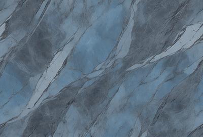 The primary subject of the image is a marble tile with a blue and white pattern. The setting is a wall, and the visual style is a photo. The dominant colors are blue and white, creating a calm and sophisticated atmosphere.