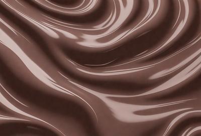 The primary subject of the image is a close-up of chocolate, showcasing its texture and appearance. The setting is a dark background, which highlights the richness of the chocolate. The visual style is a close-up, focusing on the details of the chocolate. The colors are predominantly brown, with the chocolate being the main focus and creating a warm and inviting atmosphere.