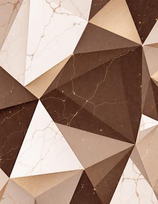 The primary subject of the image is a patterned wall made of marble. The setting is a room with a brown and white marble wall, which serves as the background. The visual style is a combination of photo and digital art, creating a unique and intricate design. The dominant colors are brown and white, giving the wall a warm and elegant appearance.