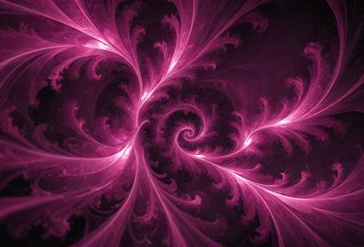 The primary subject of the image is a large, swirling, pink and purple design, which appears to be a digital art or illustration. The setting is a dark background, which contrasts with the vibrant colors of the design. The visual style suggests that the image is a creative and artistic representation of the swirling pattern. The dominant colors in the image are pink and purple, giving the design a warm and inviting atmosphere.