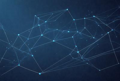 The primary subject of the image is a blue background with a pattern of blue lines and dots. The setting is a dark blue background, which creates a contrast with the blue lines and dots. The visual style is digital art, as the lines and dots are created using a computer program. The colors and mood of the image are predominantly blue, giving it a calm and serene atmosphere.