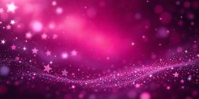 The primary subject of the image is a pink background with a pattern of stars. The setting is a space-like environment, and the visual style appears to be a digital art or illustration. The dominant colors are pink and purple, creating a warm and inviting atmosphere.