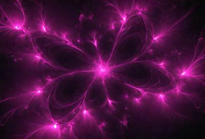 The primary subject of the image is a pink flower with a purple background. The visual style appears to be a digital art or illustration, as the flower is depicted in a vibrant and detailed manner. The colors and mood of the image are predominantly pink and purple, creating a warm and inviting atmosphere.