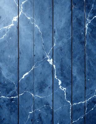 The primary subject of the image is a blue marble wall with a wood grain texture. The setting is a room with a blue marble floor. The visual style is a close-up of the marble wall, showcasing its unique texture. The colors and mood of the image are predominantly blue, creating a calm and serene atmosphere.