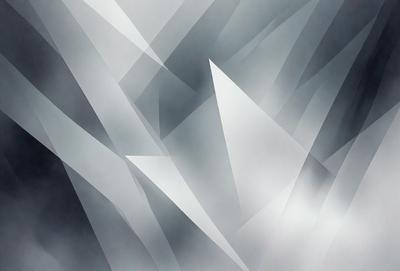 The primary subject of the image is a geometric pattern, which is a digital art piece. The setting is a cloudy sky, and the visual style is a combination of digital art and illustration. The dominant colors in the image are white and gray, creating a somewhat moody atmosphere.
