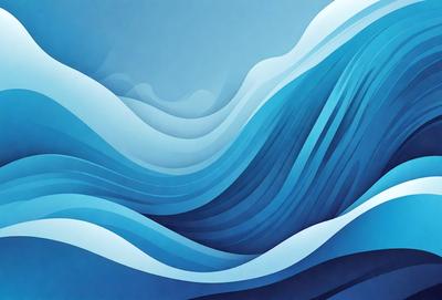The primary subject of the image is a large, blue wave. The wave is the main focus of the image, and it is set against a blue background. The visual style of the image is digital art, as it appears to be a digital painting or illustration. The dominant colors in the image are blue and white, creating a calm and serene atmosphere.