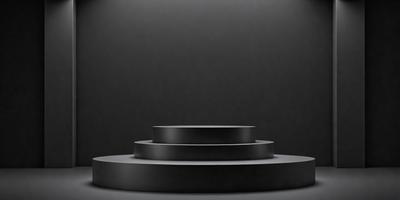 The primary subject of the image is a black and white photo of a staircase. The setting is a black background, which emphasizes the staircase as the main object. The visual style is a black and white photo, giving the image a classic and timeless appearance. The colors and mood of the image are predominantly black and white, creating a sense of depth and contrast.