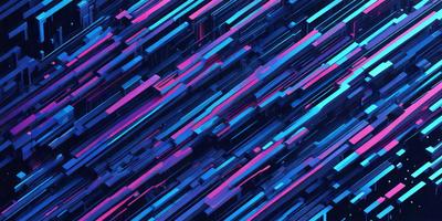 The primary subject of the image is a colorful, abstract pattern made up of various shapes and lines. The setting is a blue background, which adds to the overall visual style. The image appears to be a digital art or illustration, showcasing a vibrant and dynamic design. The dominant colors are blue and pink, creating a lively and energetic atmosphere.