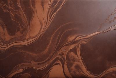 The primary subject of the image is a brown, swirling pattern on a surface. The setting appears to be a room with a brown table, and the visual style is a close-up of the swirling pattern. The colors and mood of the image are dominated by the brown hues, creating a warm and earthy atmosphere.