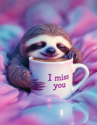 The primary subject of the image is a small, cute, and cuddly sloth. The sloth is laying down and resting its head on a cup, which is placed on a pink surface. The setting appears to be a cozy and comfortable environment, possibly a bed or a couch. The visual style of the image is a photo, capturing the adorable moment of the sloth resting its head on the cup. The colors and mood of the image are warm and inviting, with the pink surface adding a touch of softness and comfort to the scene.