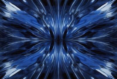The primary subject of the image is a blue and white swirl pattern, which appears to be a digital art or illustration. The setting is a blue background, and the visual style is a close-up of the swirl pattern. The colors and mood of the image are predominantly blue and white, creating a sense of depth and complexity in the swirl pattern.