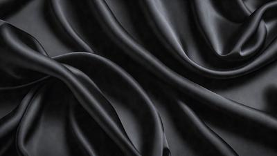 The primary subject of the image is a close-up of a black fabric, possibly a piece of clothing or a curtain. The setting is a dark background, which emphasizes the fabric's texture and pattern. The visual style is a close-up, which highlights the fabric's details. The colors and mood of the image are predominantly dark, with the black fabric being the main focus.