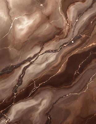 The primary subject of the image is a marble countertop with a brown and gold color scheme. The setting is a kitchen, and the visual style is a close-up of the countertop. The colors and mood of the image are warm and inviting, with the marble countertop adding a touch of luxury and elegance to the space.