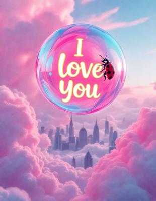 The primary subject of the image is a heart-shaped bubble with the words "I Love You" written on it. The setting is a pink and purple sky, which creates a warm and romantic atmosphere. The visual style is a combination of digital art and illustration, giving the image a unique and creative appearance. The colors and mood convey a sense of love and affection, making it an ideal representation of a heartfelt message.