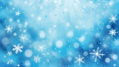 The primary subject of the image is a snowy scene with a blue background. The setting appears to be a winter landscape, possibly a painting or digital artwork. The visual style suggests a creative and artistic approach to the representation of snow and the surrounding environment. The dominant colors in the image are blue and white, creating a serene and cold atmosphere.