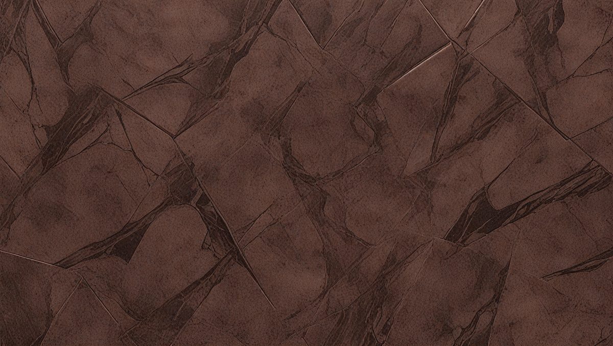 The primary subject of the image is a brown leather surface, which appears to be a piece of leather wallpaper or a leather-like material. The setting is a room with a brown and white patterned wallpaper. The visual style is a close-up of the leather surface, showcasing its texture and details. The colors and mood of the image are warm and earthy, with the brown leather and wallpaper creating a cozy and inviting atmosphere.