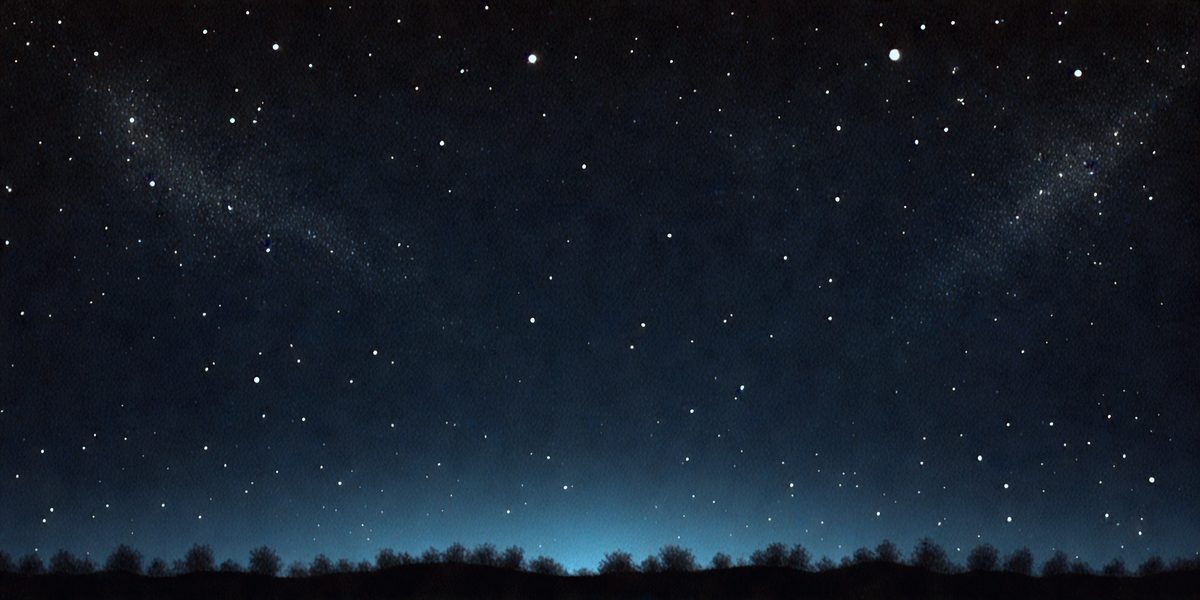 The image features a dark night sky with a large number of stars and trees. The background is composed of a dark blue sky with a few trees scattered around the scene. The trees are positioned in a way that creates a natural, secluded setting, with the stars visible in the sky. The trees are positioned in a way that creates a natural, secluded setting, with the stars visible in the sky.