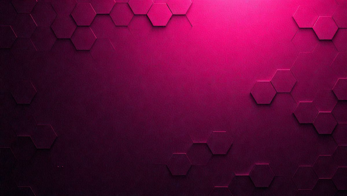 The image features a dark pink background with a geometric pattern of hexagons. The background is composed of a dark pink color, with a dark pink hue that is complemented by the hexagons. The background is composed of a variety of shapes and colors, including red, purple, and black. The hexagons are arranged in a grid pattern, creating a unique and interesting design. The hexagons are arranged in a grid pattern, creating a unique and interesting design. The hexagons are arranged in a grid pattern, creating a unique