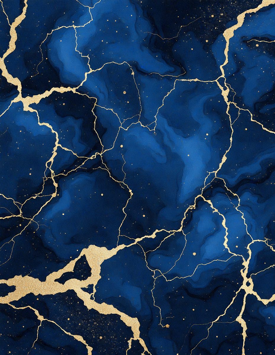 The image features a blue marble background with gold flecks, creating a striking and elegant design. The background is composed of a blue marble with gold flecks, creating a striking and elegant design. The background is composed of a blue marble with gold flecks, creating a striking and elegant design. The background is composed of a blue marble with gold flecks, creating a striking and elegant design.