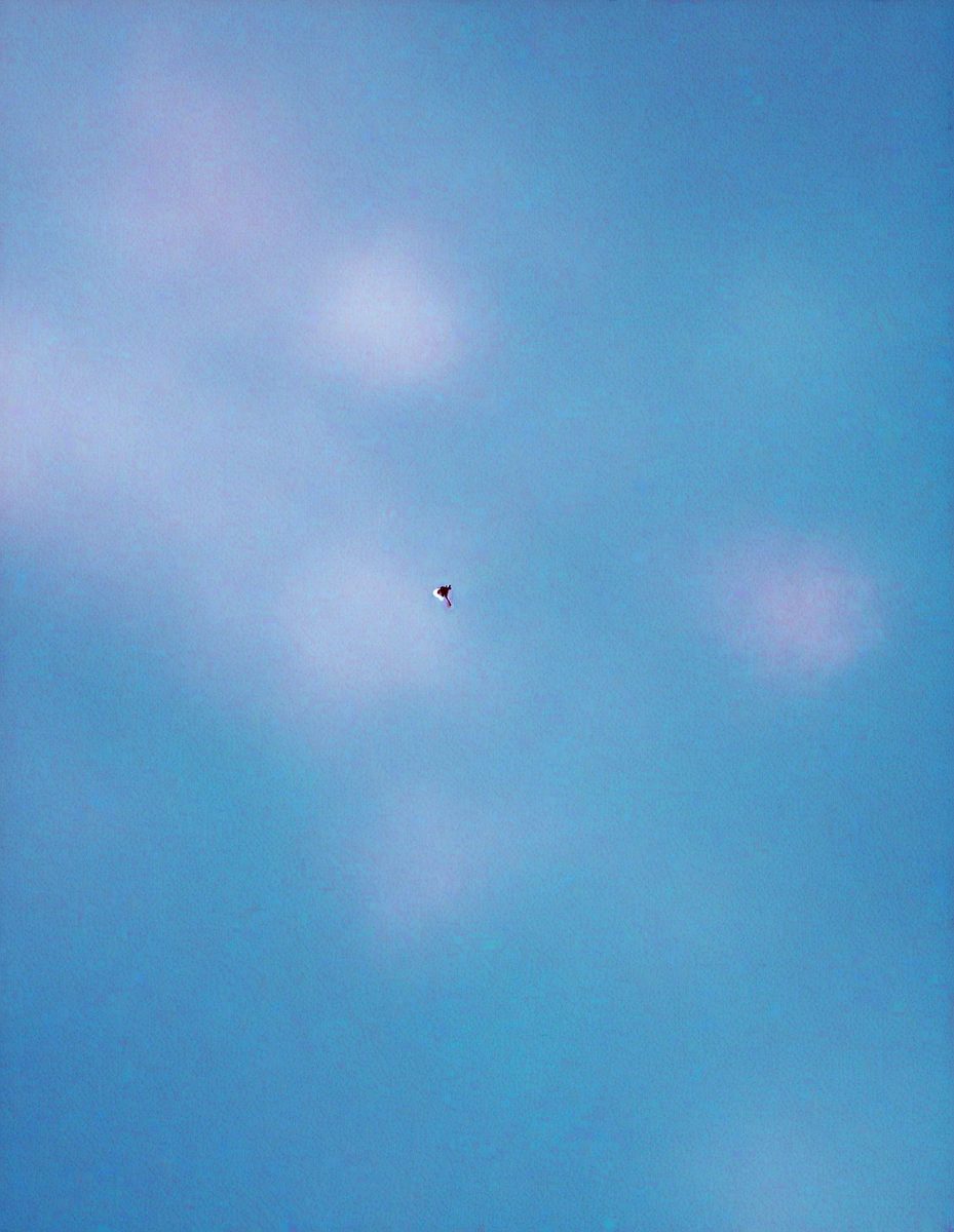 The image features a blue sky with a single kite flying in the air. The kite is visible in the upper left corner of the image, while the other kite is visible in the lower right corner. The kite is visible in the upper left corner of the image, while the other kite is visible in the lower right corner of the image. The kite is visible in the upper left corner of the image, while the other kite is visible in the lower right corner of the image. The blue sky in the image is a beautiful backdrop for the kite