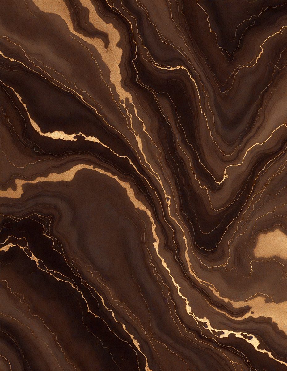 The image features a brown marble background with a dark brown color and a gold-colored pattern. The marble is arranged in a swirling pattern, creating a unique and interesting texture. The background is a great complement to the marble, which is a dark brown color with a gold-colored pattern. The marble is arranged in a swirling pattern, creating a unique and interesting texture. The background is a great complement to the marble, which is a dark brown color with a gold-colored pattern.