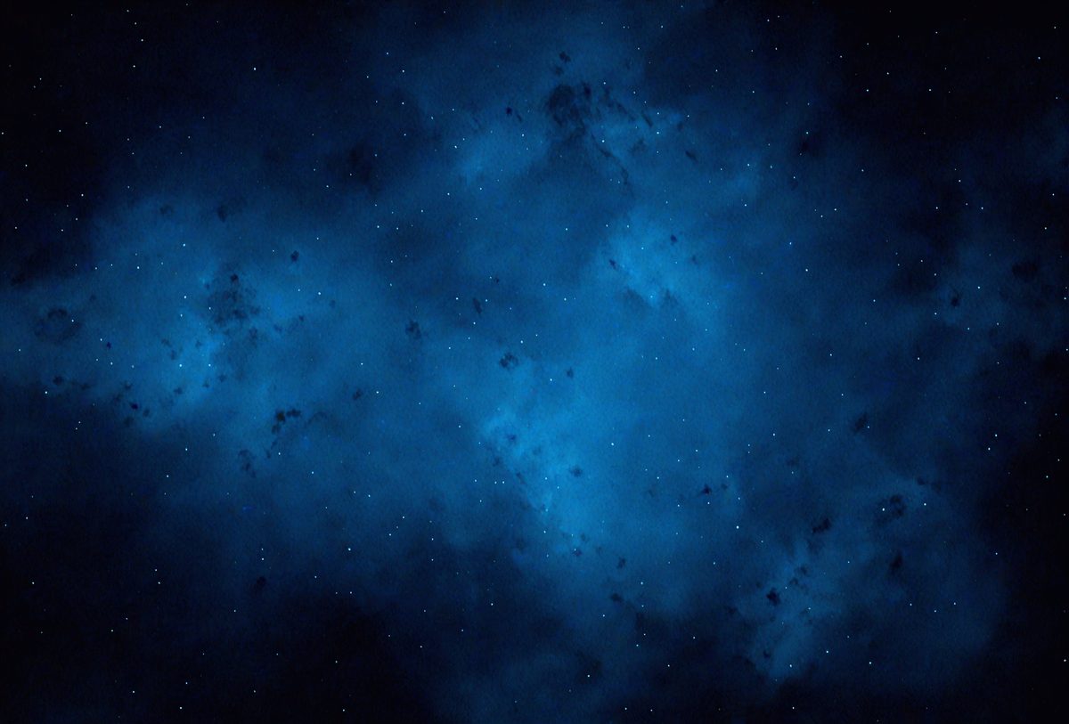 The primary subject of the image is a blue sky filled with stars. The setting is a night sky, and the visual style is a photo. The dominant colors are blue and white, creating a serene and peaceful atmosphere.