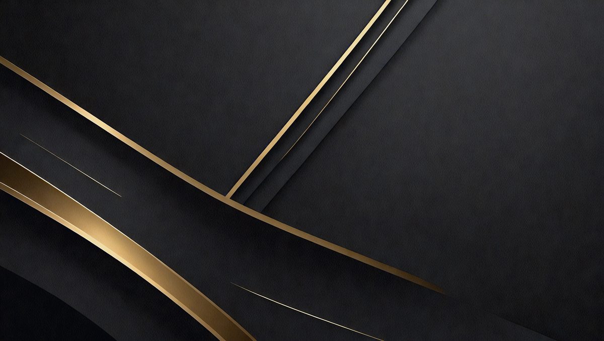 The primary subject of the image is a close-up of a gold line on a black background. The setting is a dark room, and the visual style appears to be a digital art or illustration. The dominant colors are black and gold, creating a bold and striking appearance.