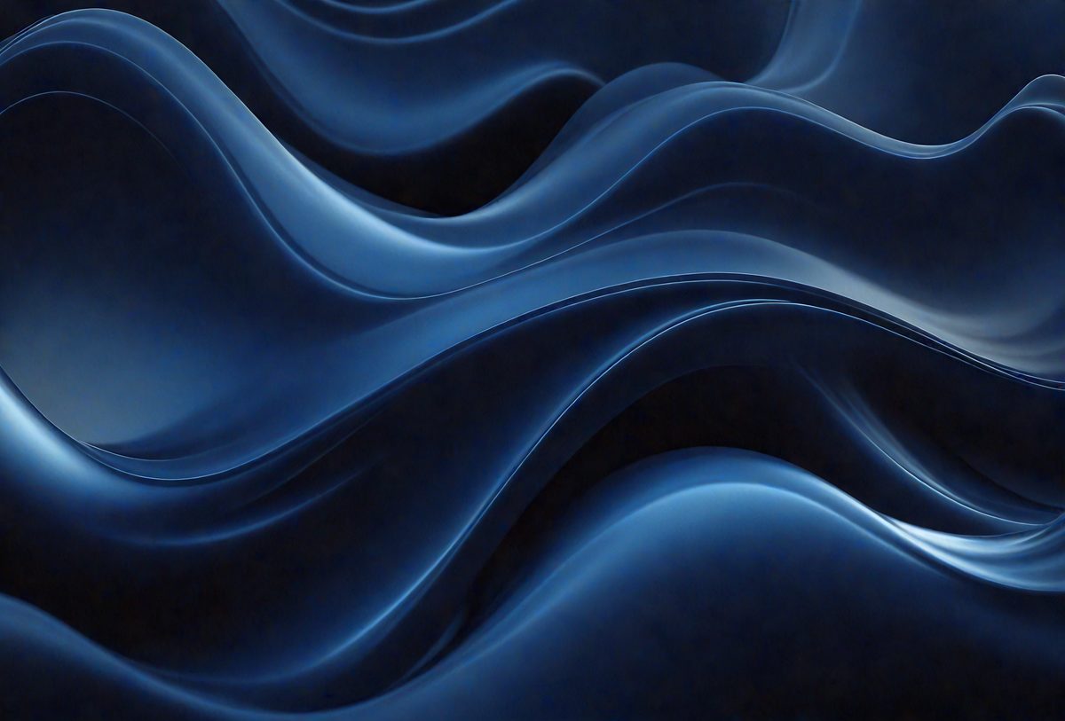 The primary subject of the image is a blue wave pattern, which is the main object, scene, or focus of the image. The setting or background is a dark blue surface, which adds to the overall atmosphere. The visual style of the image is a digital art or illustration, as it is a well-crafted and detailed representation of the blue wave pattern. The dominant colors in the image are blue and black, creating a calm and serene mood.