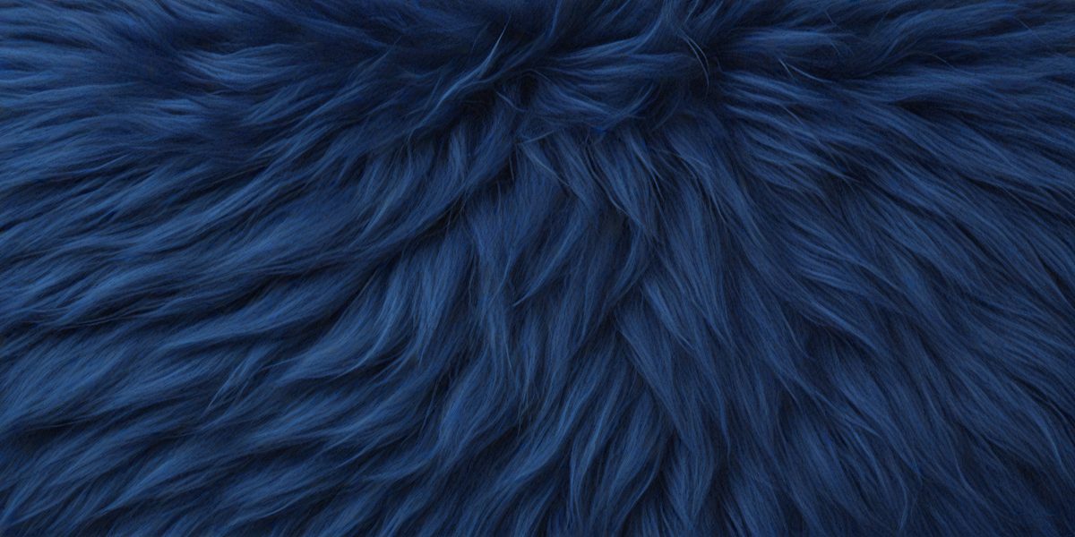 The primary subject of the image is a blue, furry, and fluffy object. The setting is a close-up of the object, which appears to be a piece of fabric or a textured surface. The visual style is a detailed, up-close view of the blue object. The colors and mood of the image are predominantly blue, creating a calm and serene atmosphere.